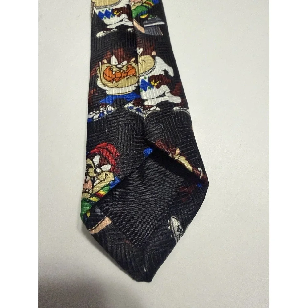 Vintage Looney Tunes Taz Tasmanian Devil Sports Necktie Black All Over Print Tie